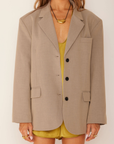 taupe Oversized blazer jacket
Padded shoulders
Button down closure
3 front pockets
Lined
fall transition jacket