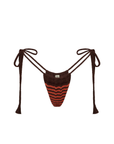 orange and brown Striped bikini bottom
Adjustable side-tie silhouette
Adjustable cinch
Handknitted from premium rayon