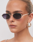 black and gold Round aviator sunglasses