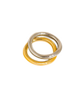 18K gold non-tarnish double two tone ring
18K gold plating stainless steel silver plating
Size 7 measurement: 0.682 Diameter/2.14 Circumference
Lead and Nickel Free
Hypoallergenic
Water Resistant
gold and silver stacked double ring