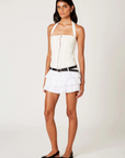 white Halter eyelet corset top
Button closure to secure halter neck
Eyelet embroidery
Structured paneling
Hook & eye detail at front
Lined
white corset top
bridal going out top
white going out top
