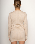 TOP
tan Knit eyelet cardigan
Scollop trim
Front button closure
Unlined
SKIRT
tan Knit eyelet mini skirt
Scallop trim
Elastic waistband
Unlined
summer knit set
spring knit set