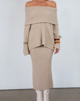 Fuzzy knit crochet midi skirt. Folded elastic waist. Back slit. Unlined. fall outfit. fall skirt. warm skirt
