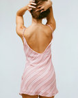 pink Striped slip dress
Adjustable spaghetti straps
V back
Lined
Fits true to size