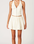 cream Poplin halter corset top
Deep V neckline
Scallop edge trim
Hook & eye detail at front
Side zipper closure
summer top
spring top