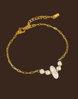 18K Gold Non-Tarnish Pearl Chain Bracelet