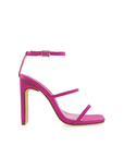 Tiaka by Billini is a classic bridal block heel. Heel height 10.5cm.
pink strappy square toe heel
high shaved block heel
open square toe
medium, flat twin strap on upper
T-ankle strap with adjustable buckle fastening
diamante encrusted buckle detailing
satin finish
exposed heel counter
synthetic lining and outsole