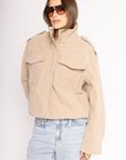 beige suede oversized jacket