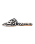 One-band zebra suede printed slide sandal
Squared toe
Padded insole
Suede/Synthetic
zebra slide sandals