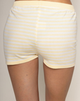 Striped knit mini shorts
Elastic waistband
yellow and white striped micro shorts
summer shorts