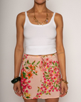 Floral printed mini skirt
Adjustable drawstring closure
Unlined
summer mini skirt