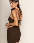 Textured halter mini dress
Side cut out
Ring attachment
Adjustable neck tie
Lined
brown mini dress
going out mini dress
resort wear mini dress
greece going out mini dress