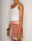 Floral printed mini skirt
Adjustable drawstring closure
Unlined
summer mini skirt