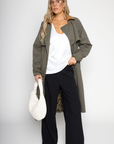 Double breasted trench coat
Suede collar
Adjustable tie waist band
Back slit
Lined
green trench coat
fall outfit
fall jacket
fall coat