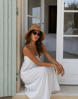 white Maxi dress
Adjustable spaghetti straps
Sweetheart neckline
Back zipper closure
Lined