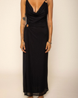 black Mesh maxi dress
Cowl neck
Adjustavle crossback straps
Front O ring
Side high slit
Partially lined
going out maxi dress
Miami maxi dress