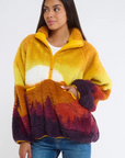 Plush Sherpa Jacket
Jersey bonded
Soft fuzzy interior
Contrast yellow nylon accents
Zip front henley with collar
Raglan sleeve
Zipper pockets at waist
Polyester
sunset jacket
mountain jacket
sherpa jacket