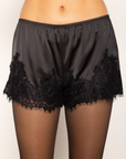Satin mini shorts
Lace hem
Elastic waistband
black satin and lace shorts
thanksgiving outfit