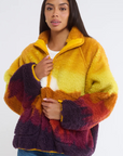 Plush Sherpa Jacket
Jersey bonded
Soft fuzzy interior
Contrast yellow nylon accents
Zip front henley with collar
Raglan sleeve
Zipper pockets at waist
Polyester
sunset jacket
mountain jacket
sherpa jacket