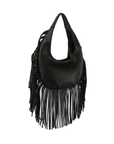 Faux vegan leather boho bag
Fringed body
Zip top closure
Detachable shoulder strap
black fringe shoulder bag
festival bag
stagecoach bag
coachella bag