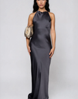Soft shine maxi dress
High neckline
Low open back
Adjustable ties at the neck and back for a barely-there feel
Lined
black satin maxi dress
black satin wedding guest dress