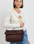 Crossbody faux suede purse
Removable chain strap
Outer zip pocket
Inner zip and slip pocket
Magnetic closure
Lined
Vegan Leather
chocolate brown faux seule clutch purse
fall bag
fall clutch