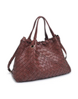 brown Woven tote bag
Spacious interior
Magnetic snap closure
Adjustable/detachable shoulder strap
Zip and slip