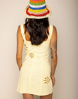 Linen mini dress
Floral cut outs
Front key hole opening
Back zipper closure
Unlined