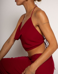 Halter crop top. Adjustable neck and back tie strap. Cowl neck. Partially lined. Maxi skirt. Hidden side zipper. Lined. red skirt set. cherry red skirt set. going out set. nice dinner set. summer outfit. spring outfit.
