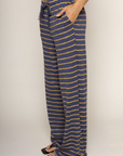 TOP:
blue and yellow Striped knit tube top
Side slits
Rubber grip lining
Unlined
BOTTOM:
blue and yellow Striped knit pants
Elastic waistband
Adjustable waistband tie
Unlined
cute loungewear
beach day outfit
fourth of july cute casual outfit
striped lounge pant set
