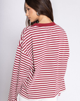 Striped oversized long sleeve top
Contrast neck
Unlined
red and white stripe long sleeve top
valentines day top
valentines day lounge wear