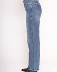 Super high rise waist denim jeans
Classic straight leg silhouette
Comfort stretch denim
Dark indigo wash jeans