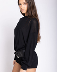 Knit long line bodysuit
Long sleeve
Unlined
black short jumpsuit bodysuit