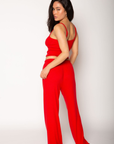Soft knit pants. Elastic waistband. Unlined. red loungewear pants. soft lounge pants. valentines day outfit. valentines day loungewear
