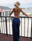 blue Wide leg track pant
Satin jersey fabric
Adjustable drawstring waist
Lined
4th of july outfit