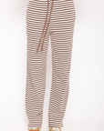 Striped ribbed lounge pant
Adjustable drawstring
Elastic waistband
brown and white striped lounge pant
fall outfit
winter outfit
christmas morning outfit