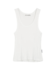 White ribbed tank top
Racerback