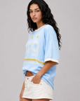 Game on. Keep your eye on the ball in this OS Ringer Short Sleeve Tee designed in colors inspired by the Team Argentina jersey
Featuring an athletic influence with rib contrast along the neckline and arms.
Oversized fit and length, accented with dropped shoulders
Available in just one size
Length: 27.5"
Cotton
blue argentina world cup jersey tee
