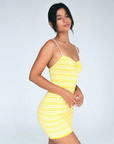 yellow Striped mini dress cover up
Adjustable spaghetti straps
Crafted from a custom Spandex blend hand knit
Acrylic/Spandex
Soft & delicate fabric, wear with care
Care: Hand wash inside out, hang or lay flat to dry
