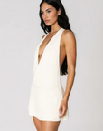 white Halter mini dress
Deep V cross front
Adjustable neck tie
Open back
Lined
graduation white mini dress
bridal white mini dress