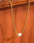 18K Gold Non-Tarnish Pearl Ball Chain Necklace
18K Gold Plating
Stainless Steel
Freshwater Pearl
Chain Length: 16" / Extension: 2"
Lead-free
Nickel-safe
Hypoallergenic
Water Resistant