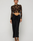 black Shirred maxi skirt
Elastic stretch waist with front tie cinch
Zipper up back closure
Polyester