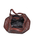 brown Woven tote bag
Spacious interior
Magnetic snap closure
Adjustable/detachable shoulder strap
Zip and slip
