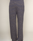 TOP:
blue and yellow Striped knit tube top
Side slits
Rubber grip lining
Unlined
BOTTOM:
blue and yellow Striped knit pants
Elastic waistband
Adjustable waistband tie
Unlined
cute loungewear
beach day outfit
fourth of july cute casual outfit
striped lounge pant set