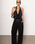 High waisted slack pants
4 pocket construction
Button fly closure
Pleating detail
Belt loops\Unlined
black slack pants
office pants
office wear
holiday outfit