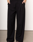 High waisted slack pants
4 pocket construction
Button fly closure
Pleating detail
Belt loops\Unlined
black slack pants
office pants
office wear
holiday outfit