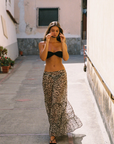 Leopard printed boho maxi skirt
Semi-sheer
Crinkle chiffon
Unlined/Sheer