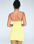 yellow Striped mini dress cover up
Adjustable spaghetti straps
Crafted from a custom Spandex blend hand knit
Acrylic/Spandex
Soft & delicate fabric, wear with care
Care: Hand wash inside out, hang or lay flat to dry