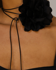 Black flower wrap necklace
