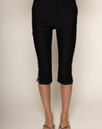 black Slim fit capri pants
Functional belt loops
Functional side pockets
Faux back welt pockets
Side slits at calves
Concealed front zipper with hook closure
european summer capri pants